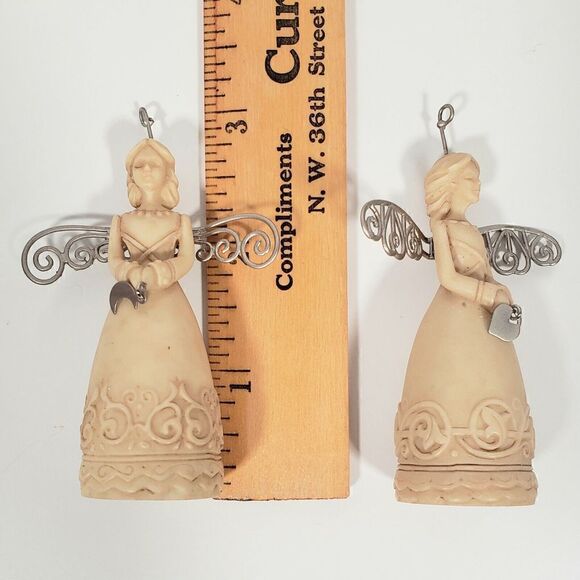 Hallmark Keepsake Christmas Ornament Angels of Virtue Heart Moon 2003 set of 2 - Picture 4 of 4
